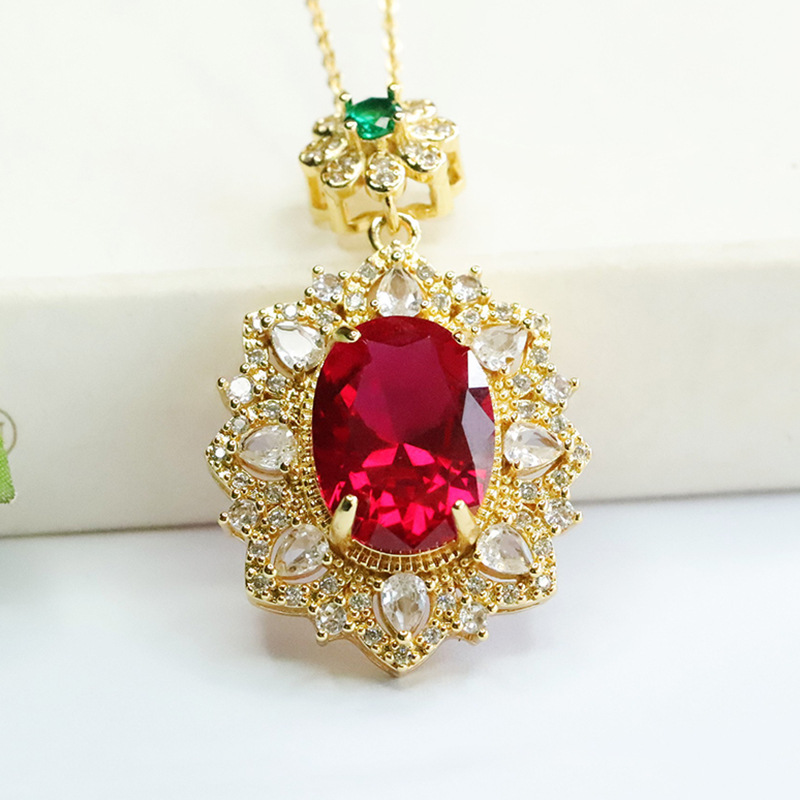 Vintage Fashion Center - Red Corundum Pendant Cultivation Ruby Cut