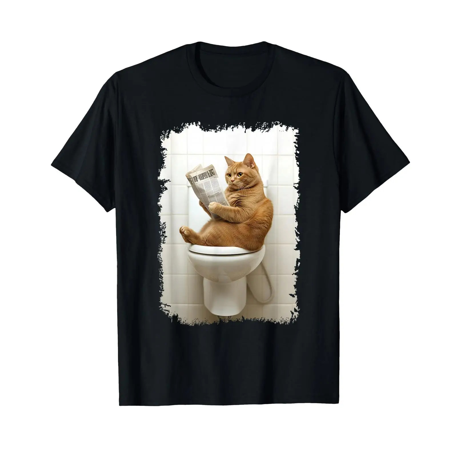 Vintage Fashion Newspaper - Funny Cat on Toilet with Newspaper