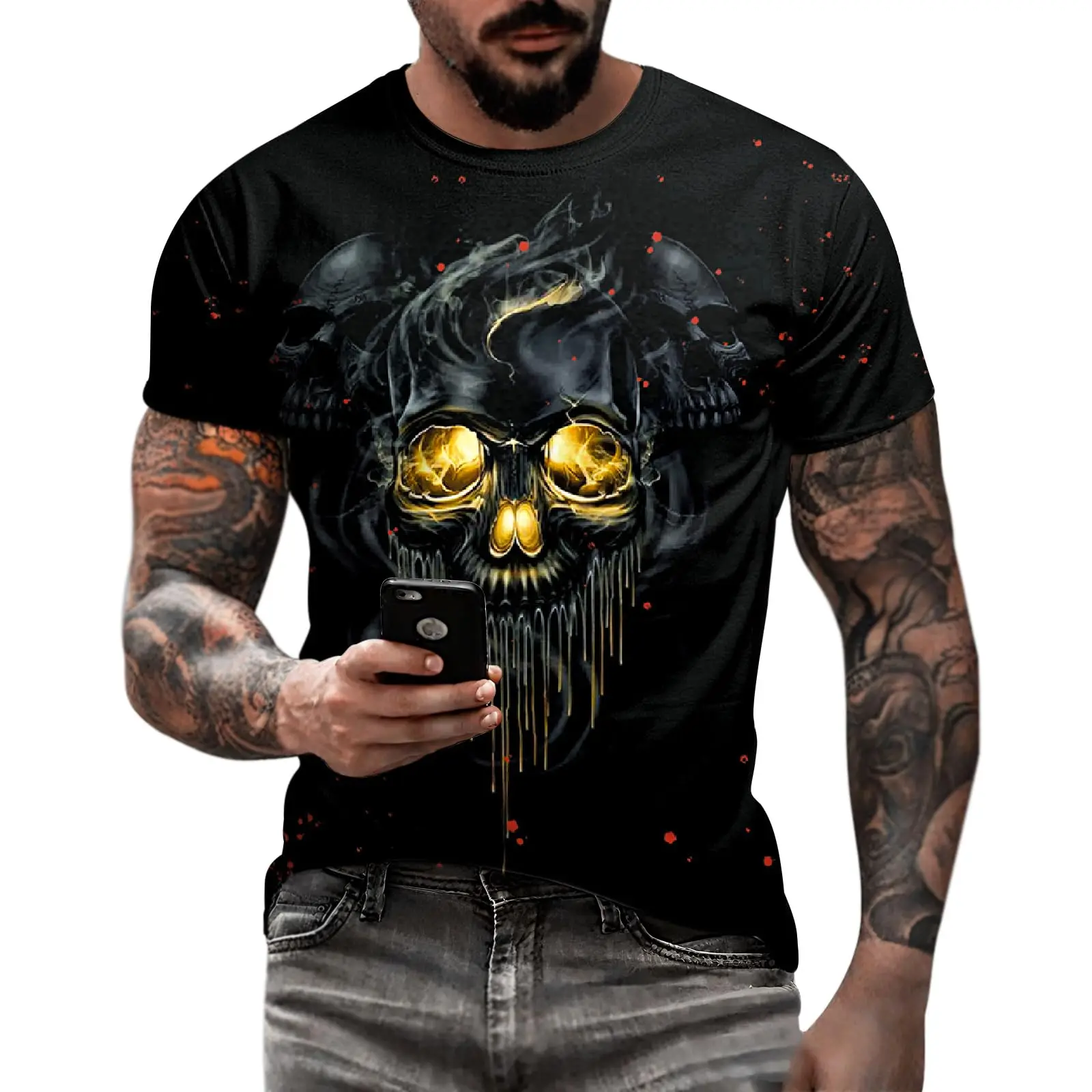 Vintage Fashion Shop - Skull Print Street Rock Men's Clothing