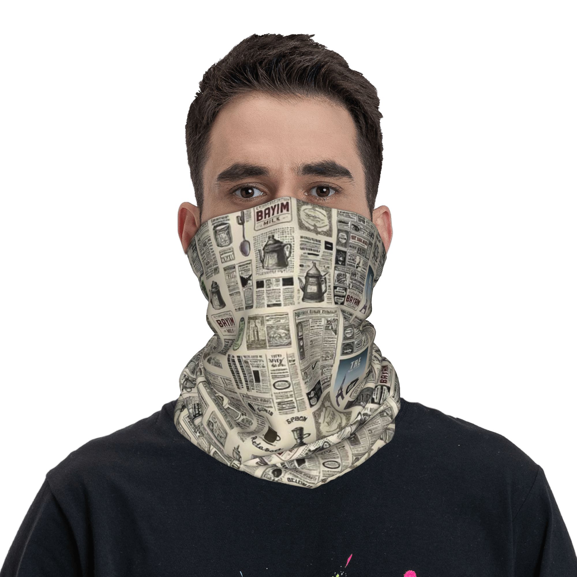 Vintage Fashion Newspaper - Vintage Newspaper Pattern Bandana Neck Gaiter