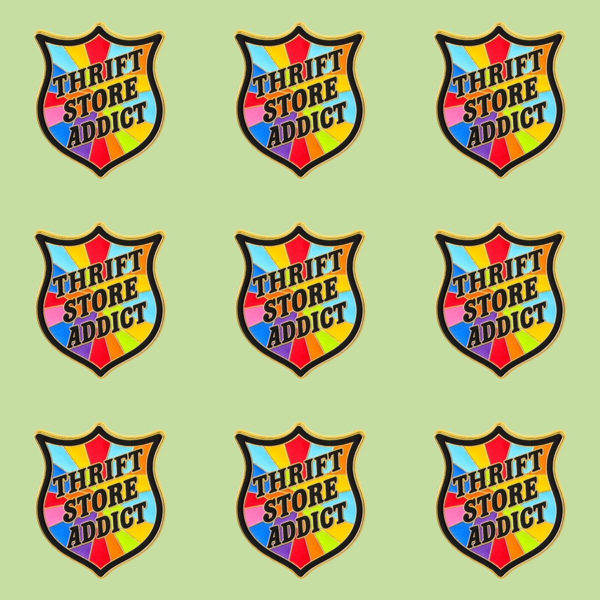 Thrift Vintage Fashion Usa - 9pcs/Set THRIFT STORE ADDICT Enamel Pin