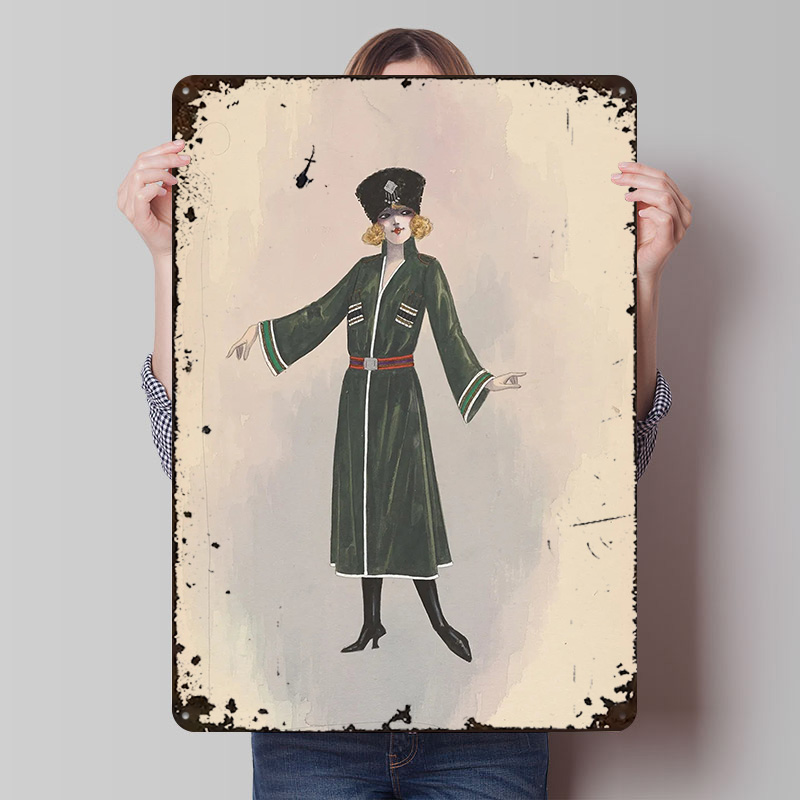 Vintage Fashion Illustration - Art Deco Fashion Illustration Metal Poster