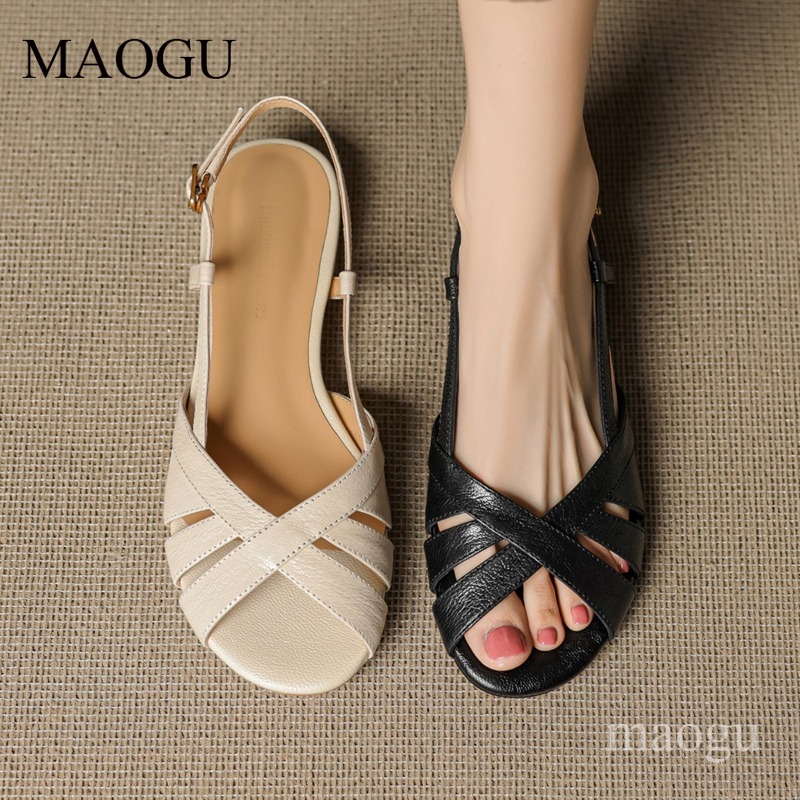 Vintage And Modern Fashion - Women's Slingback Sandals Round Toe Low