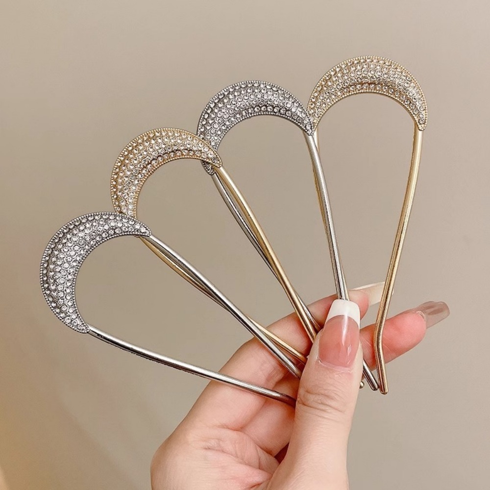 Vintage Fashion Shop - 1/2pcs U-Shaped Crystal Hairpins Hair Clips