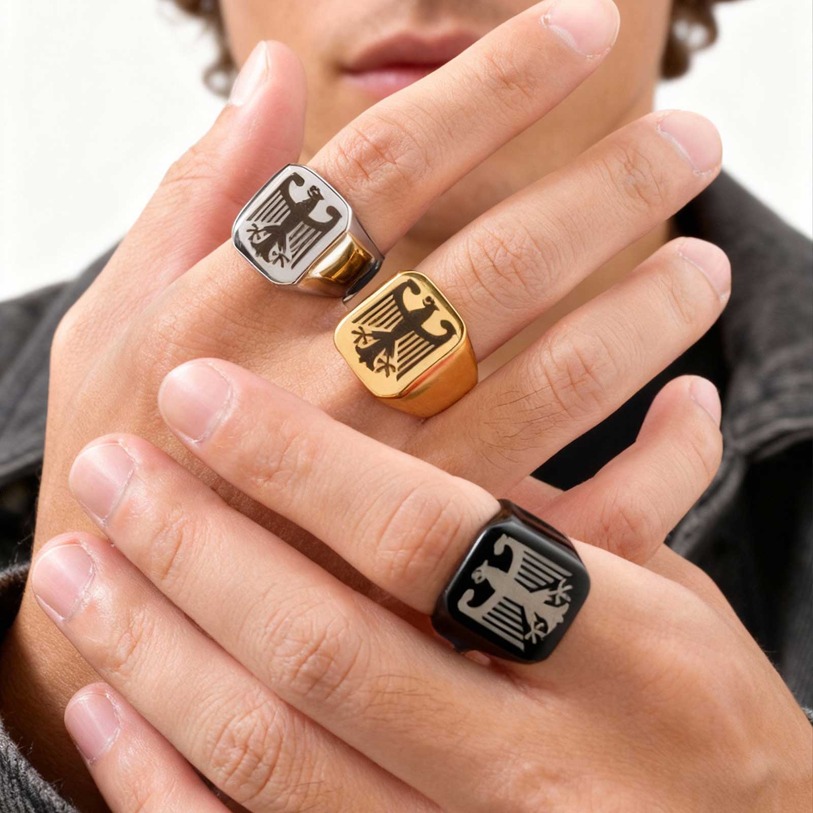 Vintage Fashion Names - Custom Flying Hawk Eagle Ring Cool