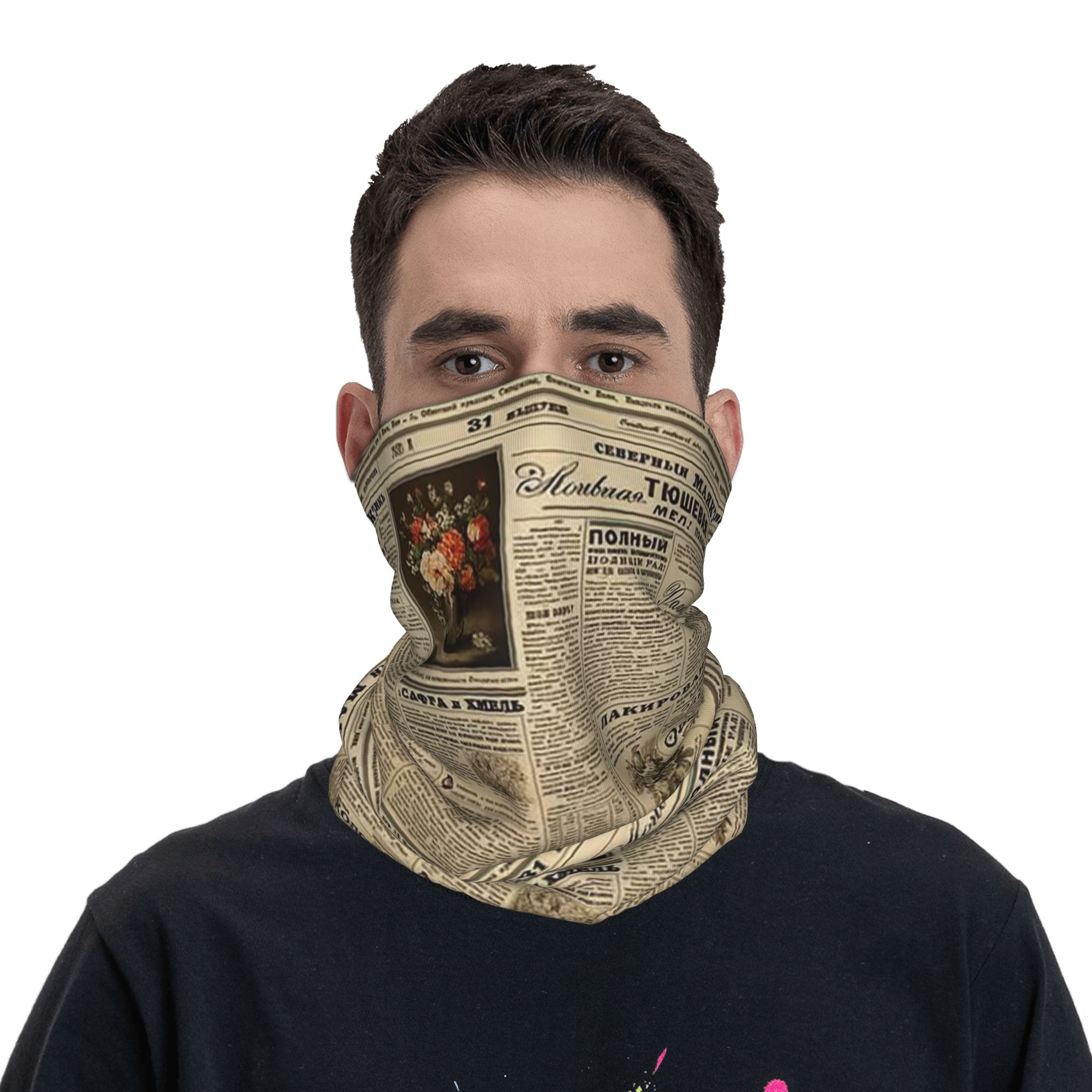 Vintage Fashion Newspaper - Vintage Newspaper Print Bandana Neck Cover