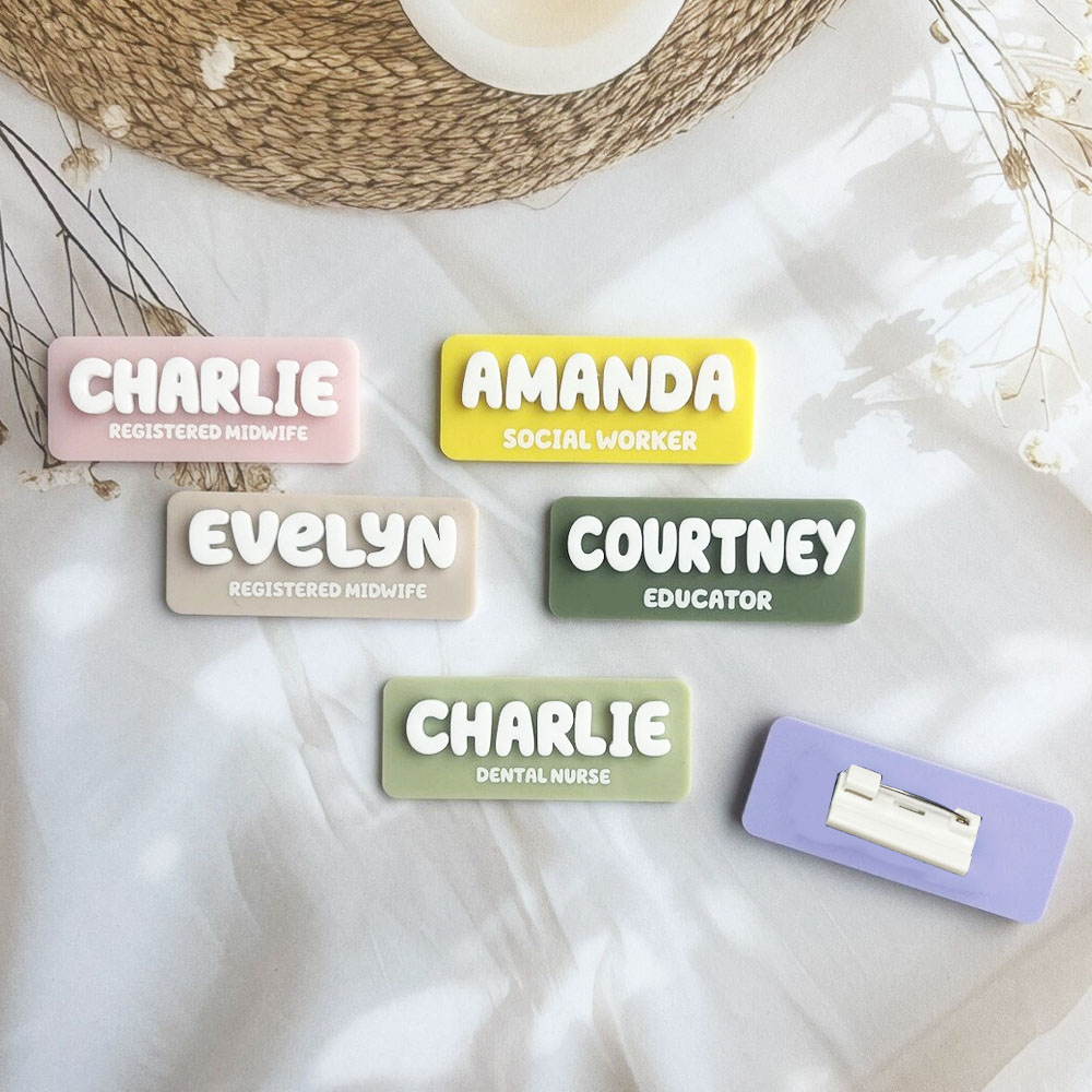 Vintage Fashion Names - Custom Name Brooch Personalized Nameplate Acrylic