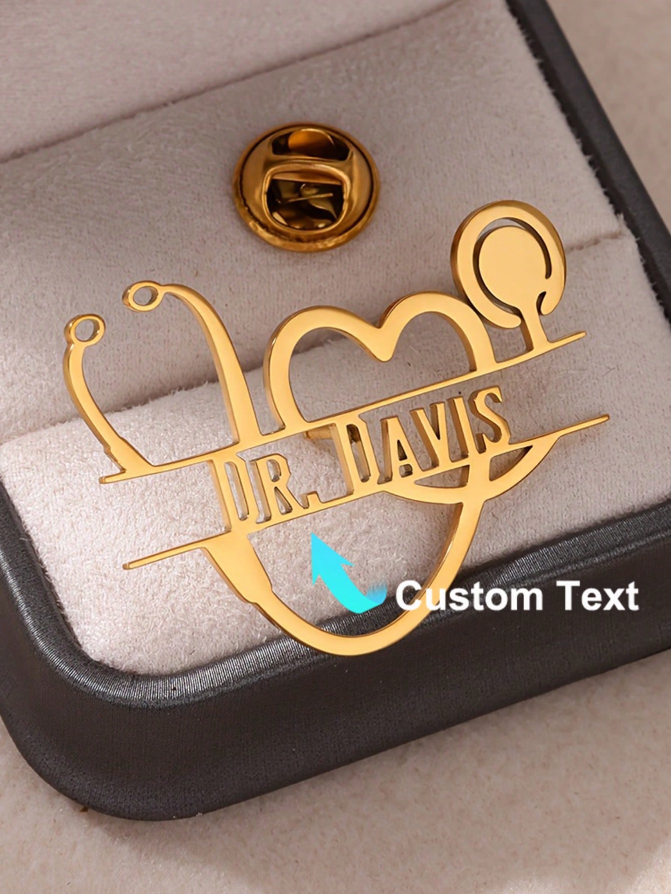 Vintage Fashion Names - Personalized Vintage Stethoscope Heart Brooch Pin