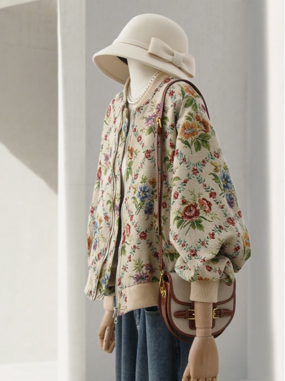 Vintage Fashion Illustration - Retro Feel Oil Painting Embroidery Jacket