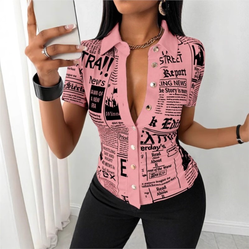 Women's Newspaper Print Shirt  - đánh giá và giá Vintage Fashion Newspaper