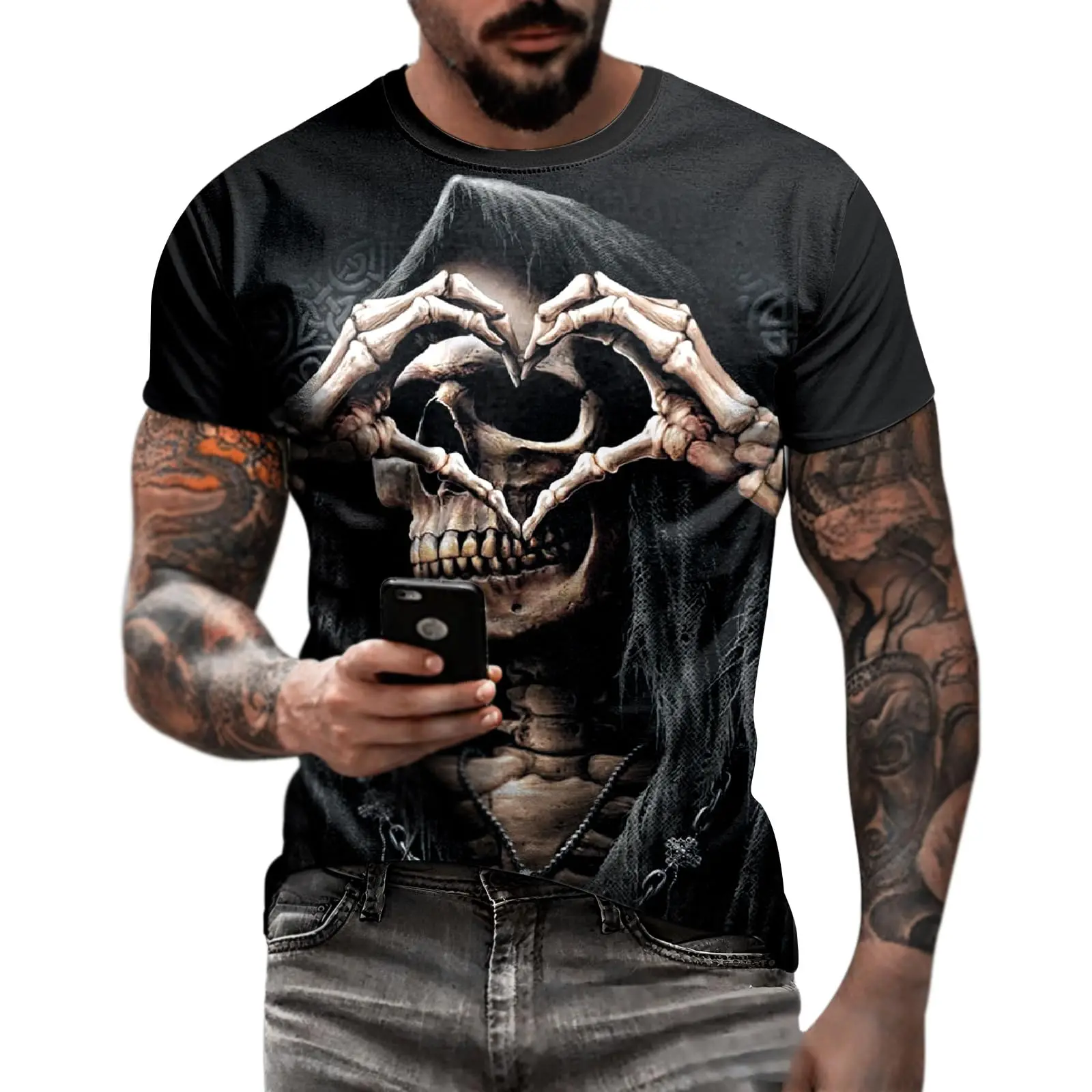 Skull Print Street Rock Men's  - đánh giá và giá Vintage Fashion Shop