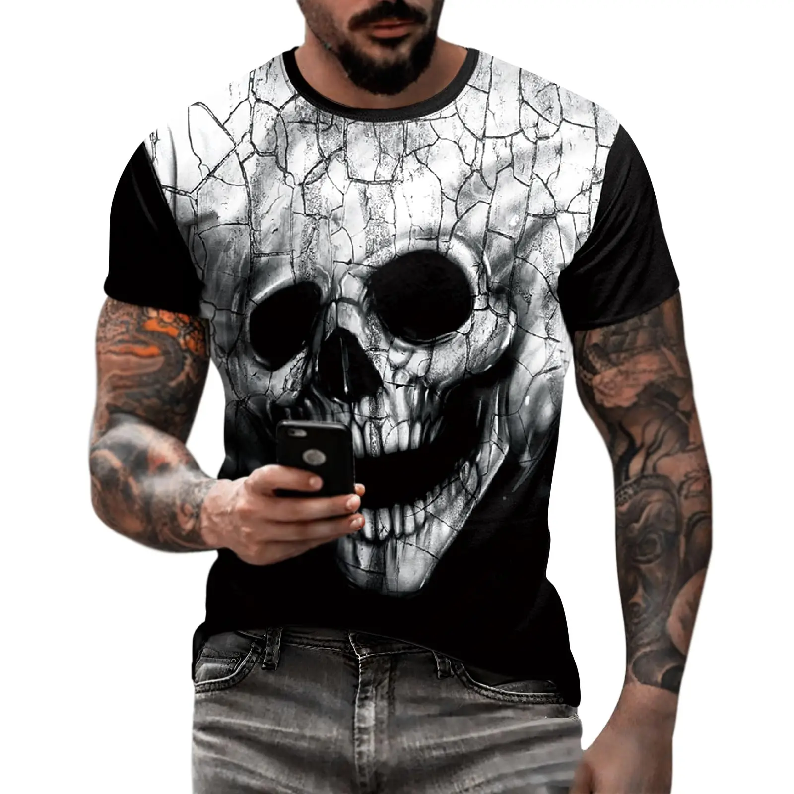 Skull Print Street Rock Men's  - đánh giá và giá Vintage Fashion Shop