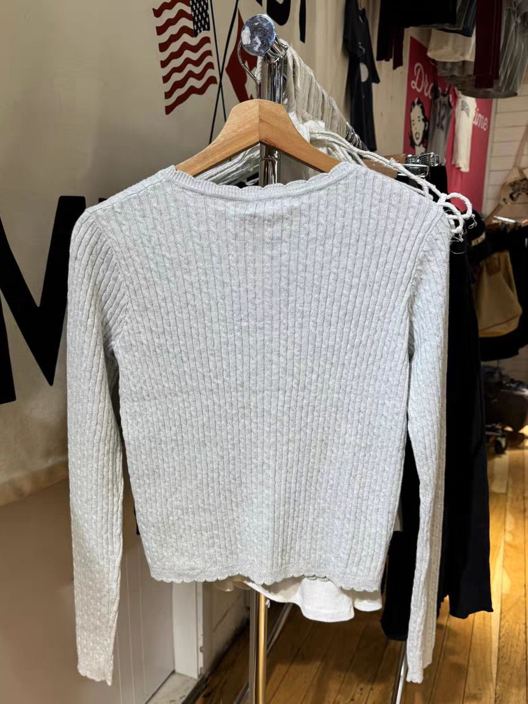 Pockets Twist Flower Knitted S - đánh giá và giá Crop Cardigan Vintage