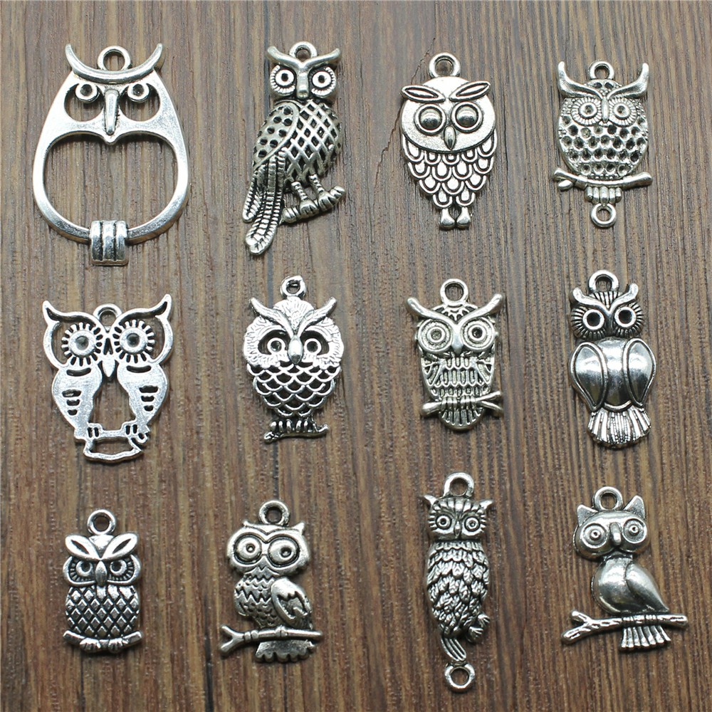 10pcs Charms Owl Antique Silve - đánh giá và giá Vintage Fashion Theme