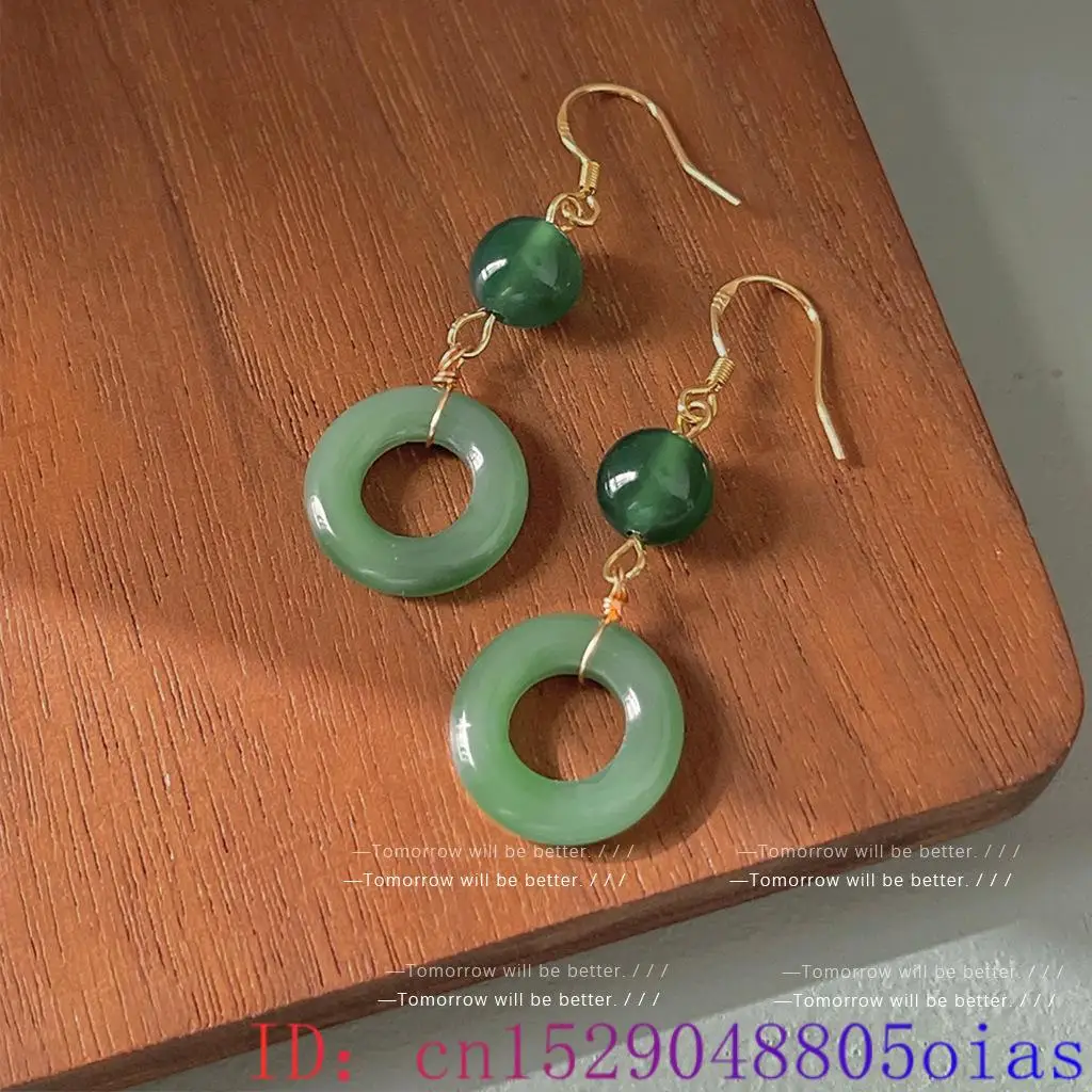 Green Real Jade Ring Earrings  - đánh giá và giá Vintage Fashion Earrings