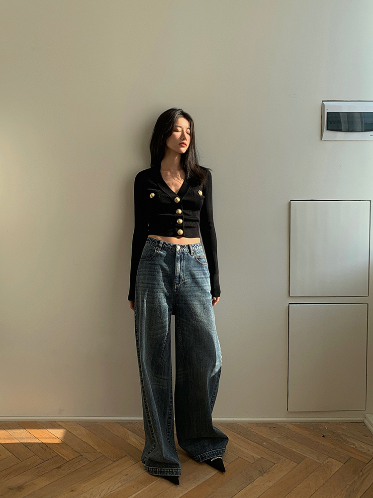Gold Button Front Knit Cardiga - đánh giá và giá Crop Cardigan Vintage