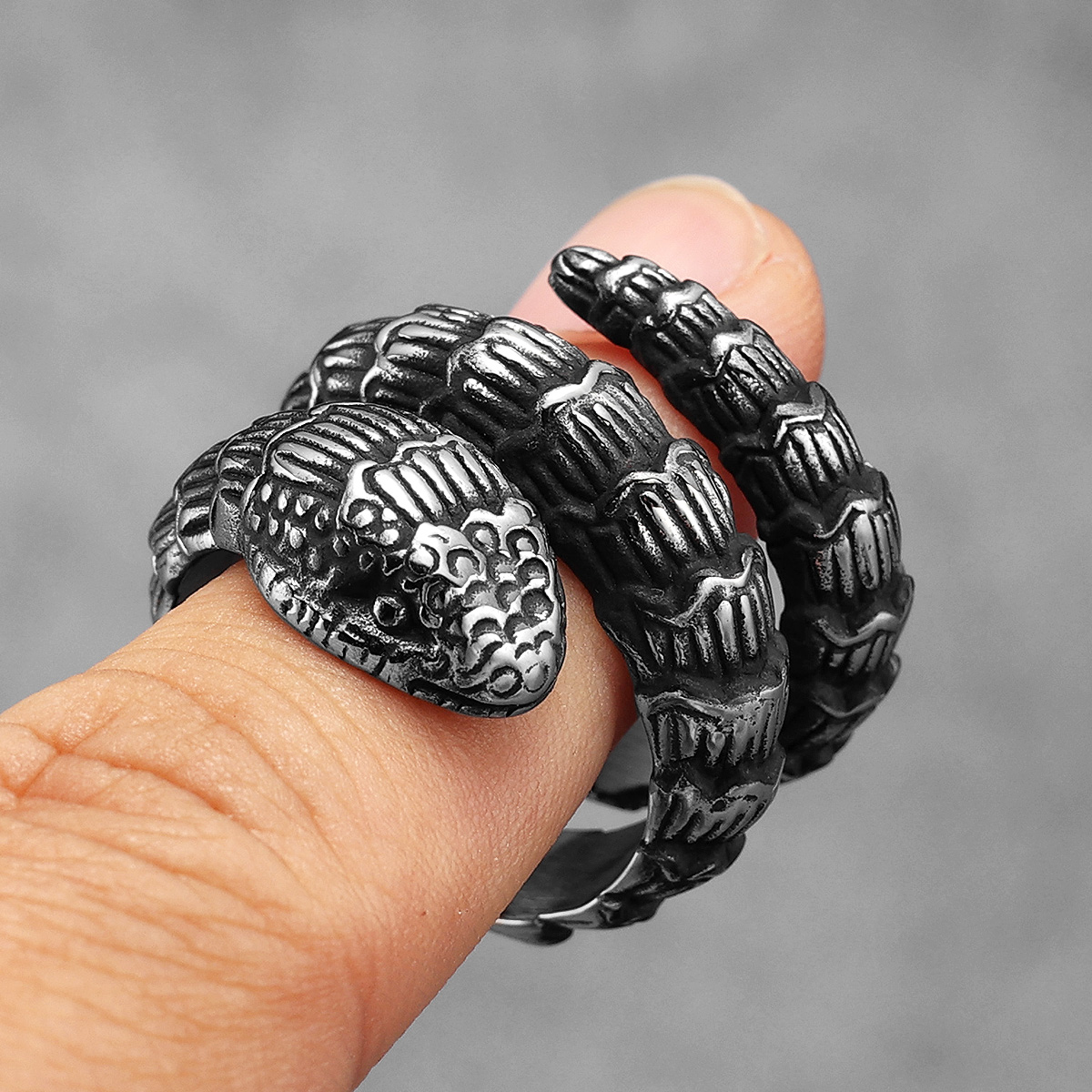 Rattlesnake Animal Men Rings S - đánh giá và giá Vintage Fashion Stuff