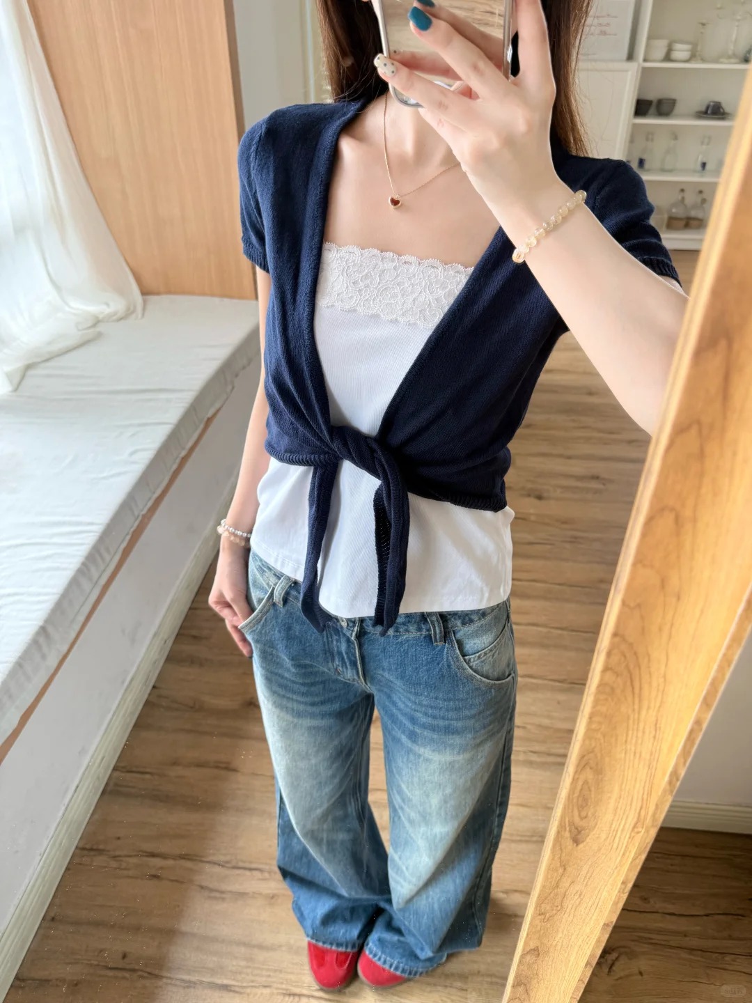 Navy Lace-up Cardigan Women Co - đánh giá và giá Crop Cardigan Vintage