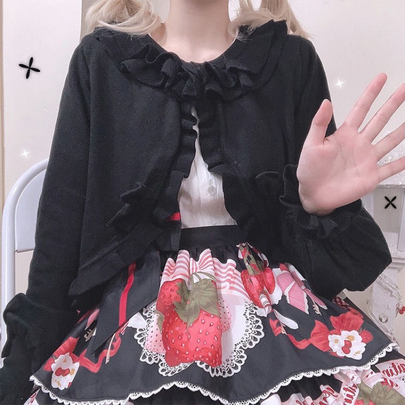 Japanese Lolita Heart Cut-out  - đánh giá và giá Crop Cardigan Vintage