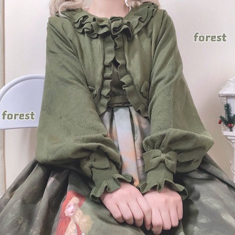 Japanese Lolita Heart Cut-out  - đánh giá và giá Crop Cardigan Vintage